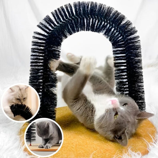  Griffoir chat arche de brossage multifonctionnelle avec brosse et grattoir intégré